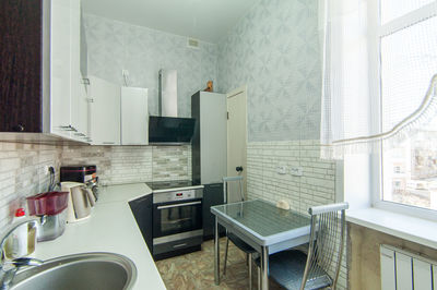 Empty chairs and table kitchen at home