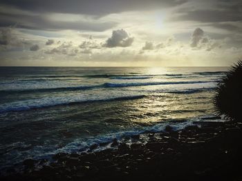 Scenic view of sea at sunset