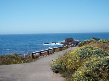 Scenic view of sea against clear sky