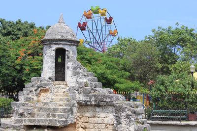 Low angle view of tower against sky