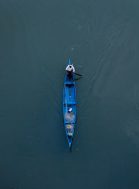 High angle view of boat in sea