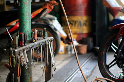 Close-up of bicycle wheel