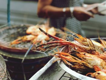 Grilled shrimp bangkok street food