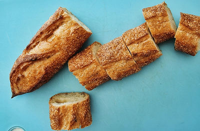High angle view of breakfast on table