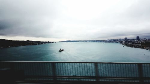 Scenic view of sea against cloudy sky