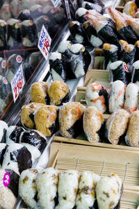 High angle view of various food at market stall