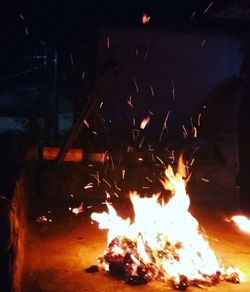 Close-up of bonfire at night