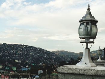 View of cityscape with mountain range in background