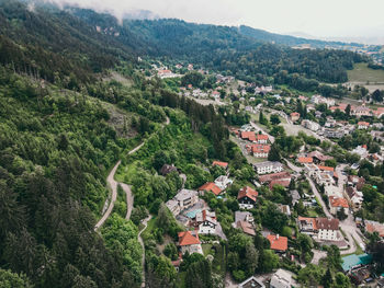 Aerial view of townscape against sky