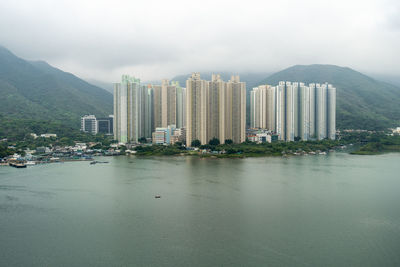 View acroos the water of yat tung estate on lantau island, hong kong