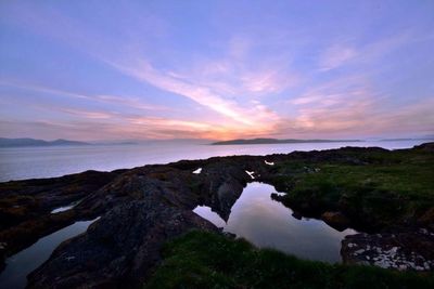 Scenic view of sea at sunset