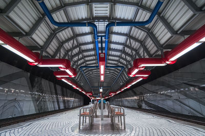 Illuminated railroad station