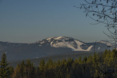 Scenic view of mountains against clear sky