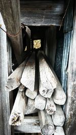 Close-up of wooden logs