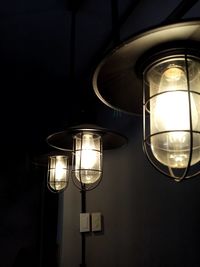 Low angle view of illuminated pendant light
