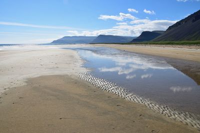 Scenic view of beach against sky