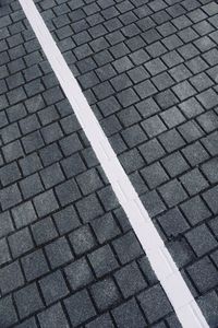 High angle view of zebra crossing on road