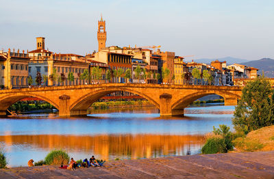 Arch bridge over river