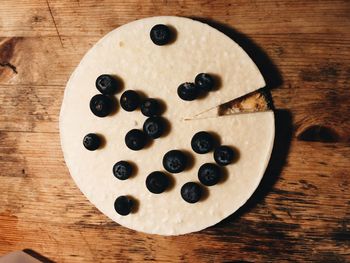 High angle view of dessert on table