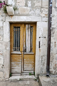 Closed door of old building