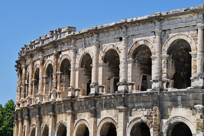 Low angle view of historical building against clear sky