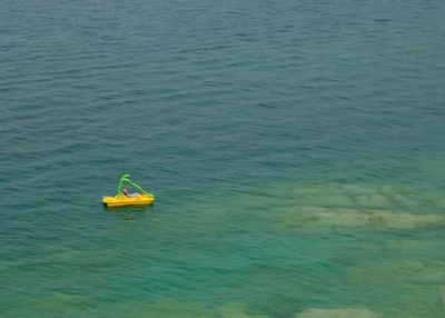 High angle view of boat in sea