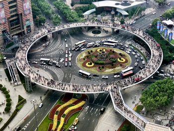 High angle view of bridge in city