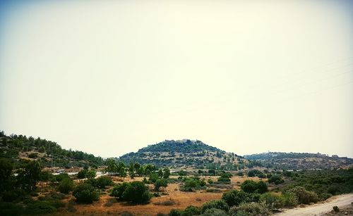 Scenic view of mountains against clear sky