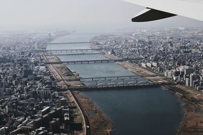 High angle view of bridge over river