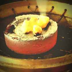 Close-up of breakfast served in plate