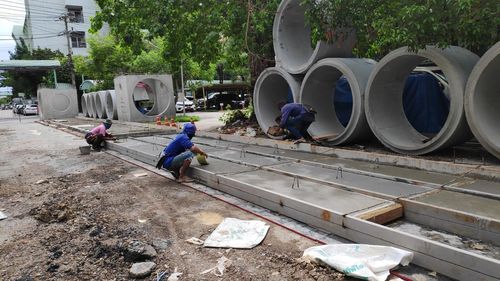 People working at construction site