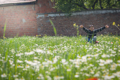 Children playing on field