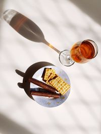 High angle view of food on table