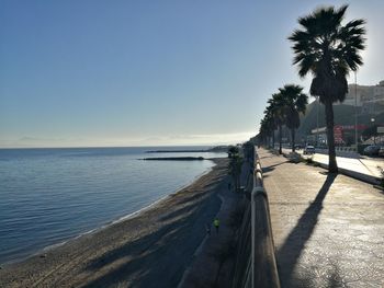 Scenic view of beach against clear sky