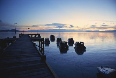 Scenic view of sea against sky at sunset