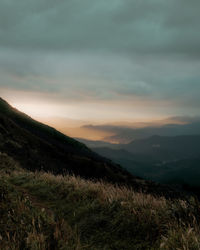 Scenic view of landscape against sky during sunset