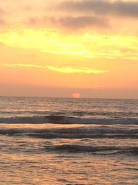 Scenic view of sea at sunset