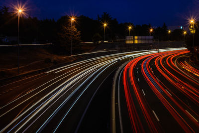 Light trails on highway at night