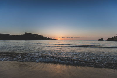 Scenic view of sea at sunset