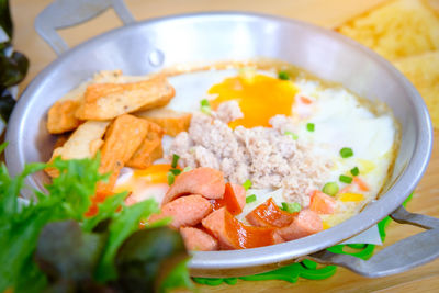 Close-up of food in bowl on table