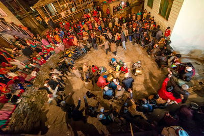 High angle view of group of people