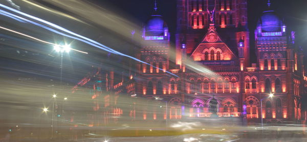 Illuminated building at night