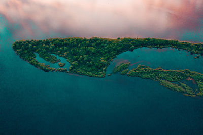Aerial view of sea against sky