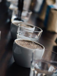 Close-up of coffee cup on table