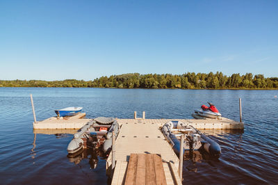 Scenic view of lake against clear sky