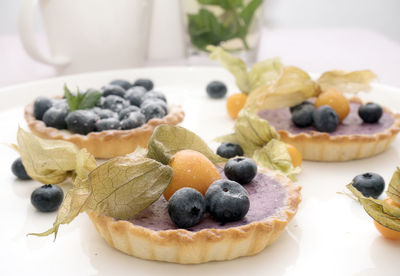 Close-up of dessert in plate on table