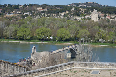 High angle view of bridge over river