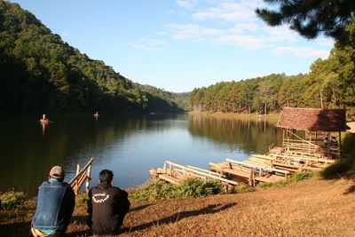 Scenic view of lake against sky