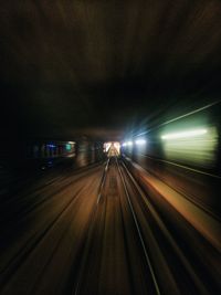 Blurred motion of railroad tracks at night