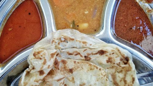 High angle view of breakfast